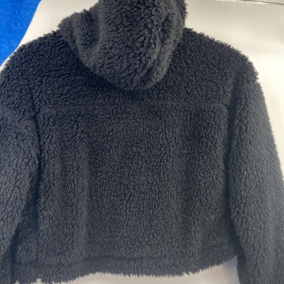 BDG Urban Outfitters Teddy Coat Jacket Women Small Black Zip Up Cropped Fuzzy - Picture 4 of 10